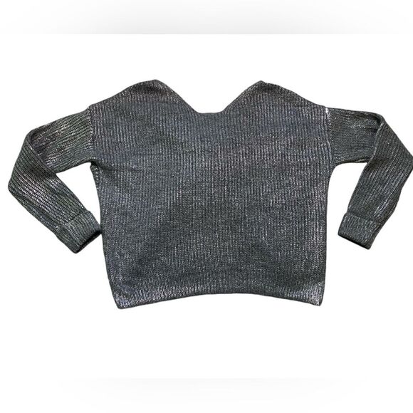 4SI3NNA Metallic Coated Grey Twist Back Sweater - Picture 2 of 6